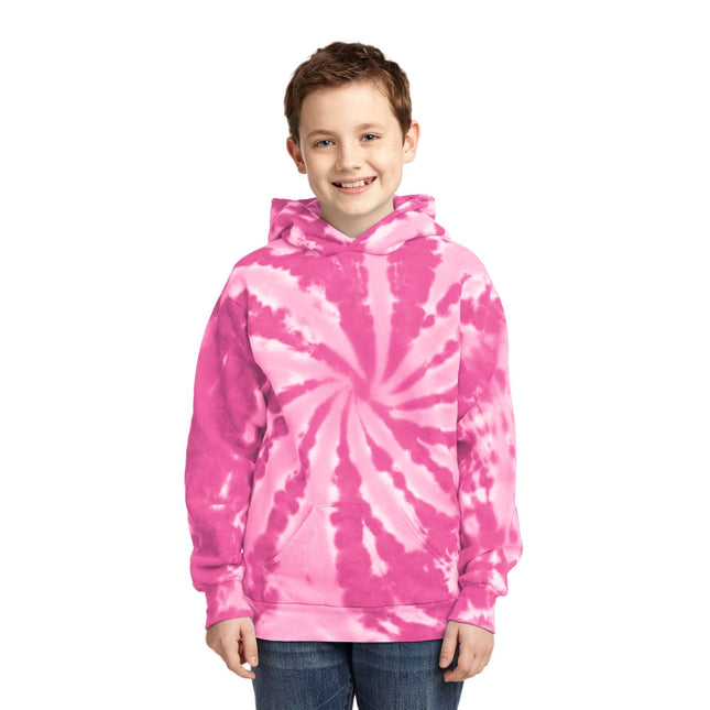 Port & Company Youth Tie-Dye Pullover Hooded Sweatshirt. PC146Y - Pink