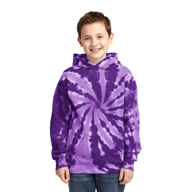 Port & Company Youth Tie-Dye Pullover Hooded Sweatshirt. PC146Y - Purple