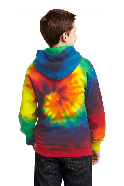 Port & Company Youth Tie-Dye Pullover Hooded Sweatshirt. PC146Y - Rainbow