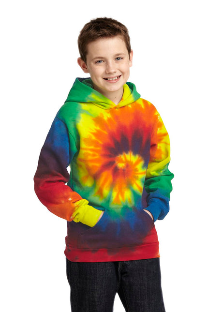 Port & Company Youth Tie-Dye Pullover Hooded Sweatshirt. PC146Y - Rainbow