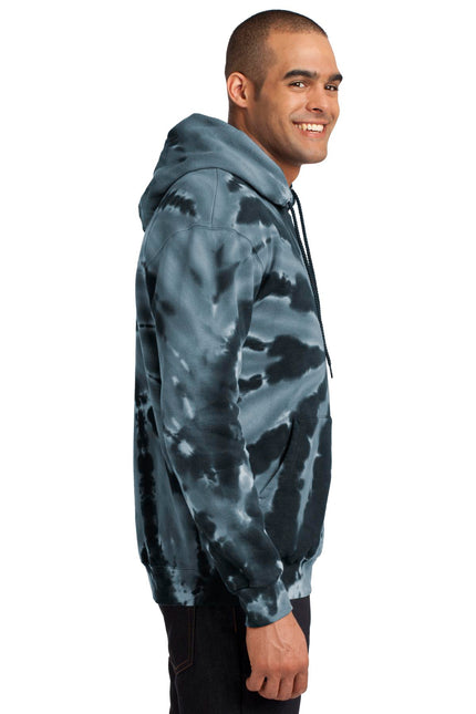 Port & Company Tie-Dye Pullover Hooded Sweatshirt. PC146 - Black