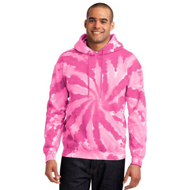 Port & Company Tie-Dye Pullover Hooded Sweatshirt. PC146 - Pink