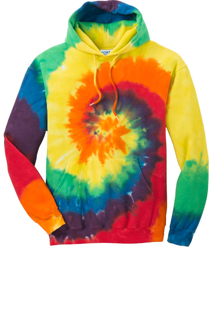 Port & Company Tie-Dye Pullover Hooded Sweatshirt. PC146 - Rainbow