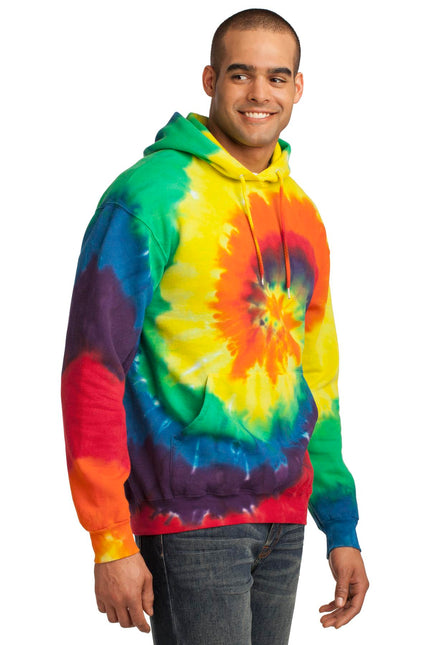 Port & Company Tie-Dye Pullover Hooded Sweatshirt. PC146 - Rainbow