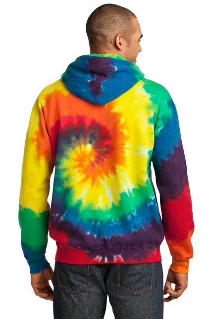 Port & Company Tie-Dye Pullover Hooded Sweatshirt. PC146 - Rainbow