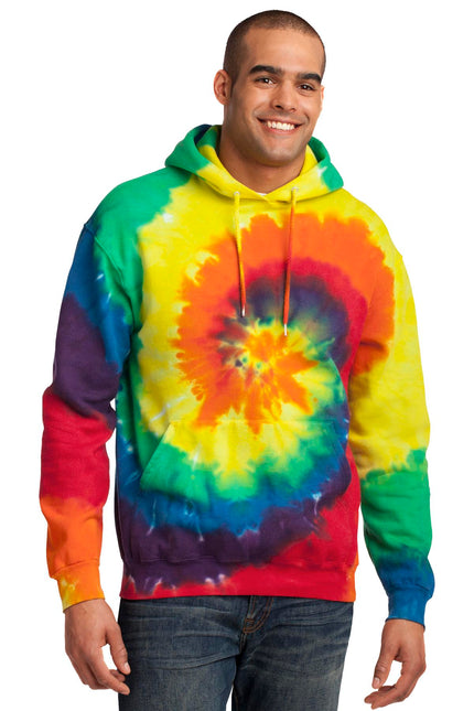 Port & Company Tie-Dye Pullover Hooded Sweatshirt. PC146 - Rainbow