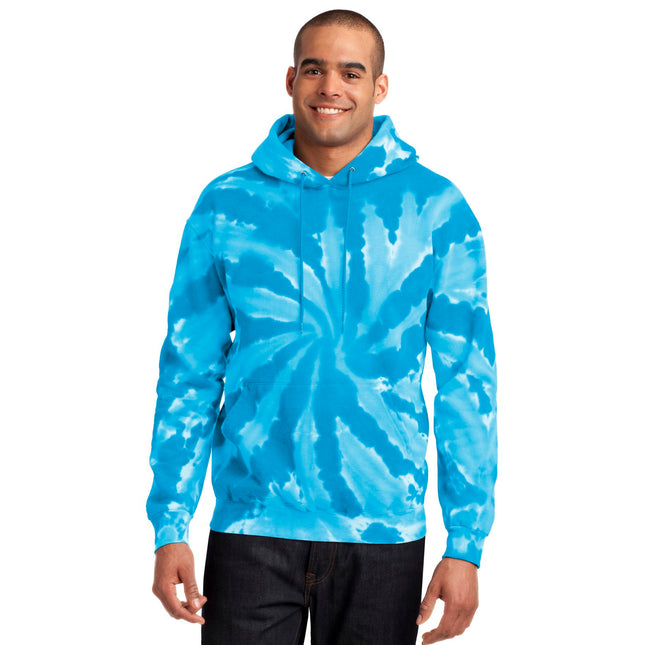 Port & Company Tie-Dye Pullover Hooded Sweatshirt. PC146 - Turquoise