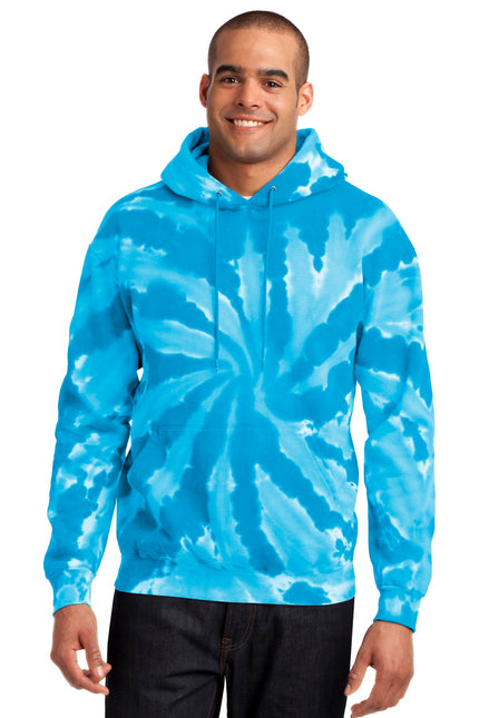 Port & Company Tie-Dye Pullover Hooded Sweatshirt. PC146 - Turquoise