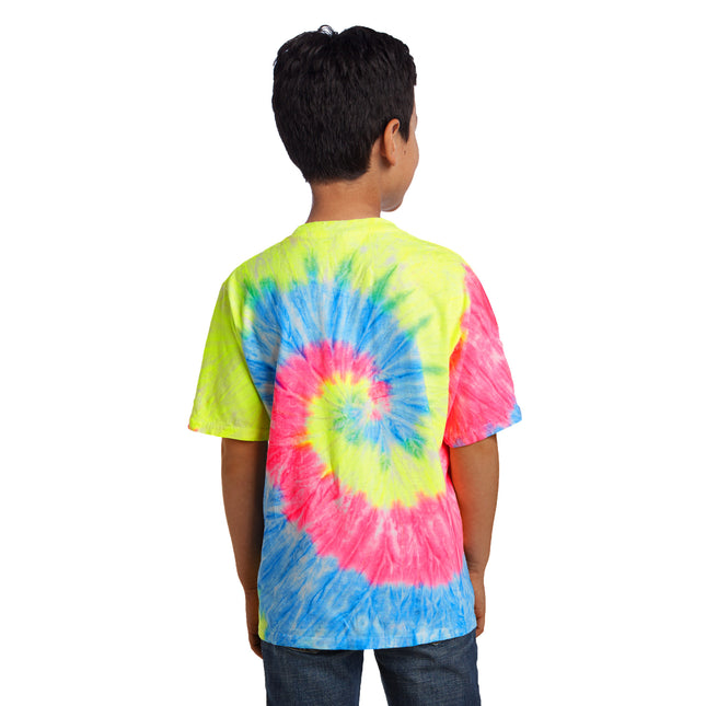 Port & Company - Youth Tie-Dye Tee. PC147Y - Neon Rainbow