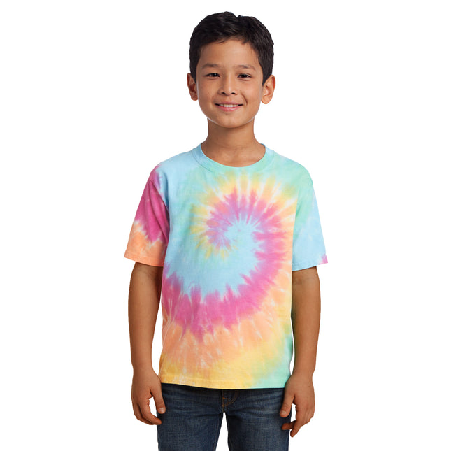 Port & Company - Youth Tie-Dye Tee. PC147Y - Pastel Rainbow