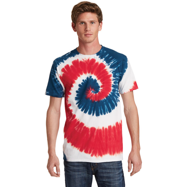 Port & Company - Tie-Dye Tee. PC147 - USA Rainbow