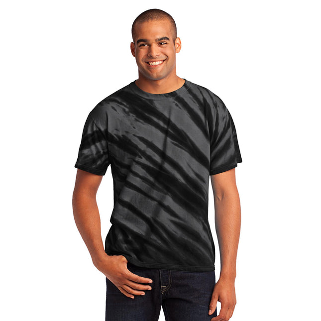 Port & Company - Tiger Stripe Tie-Dye Tee. PC148 - Black