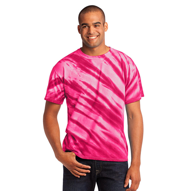 Port & Company - Tiger Stripe Tie-Dye Tee. PC148 - Pink