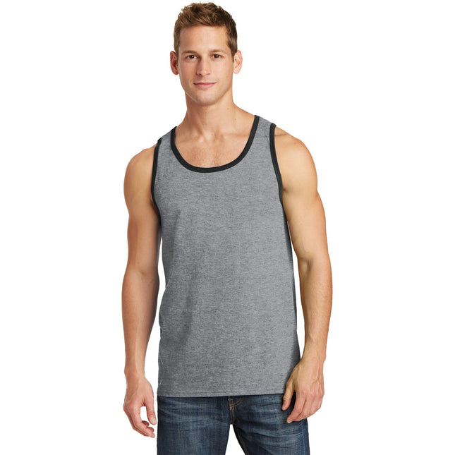 Port & Company Core Cotton Tank Top. PC54TT - Athletic Heather/ Jet Black