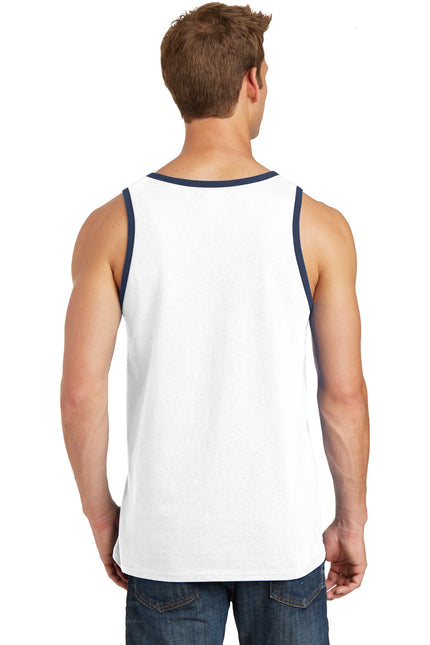Port & Company Core Cotton Tank Top. PC54TT - White/ Navy