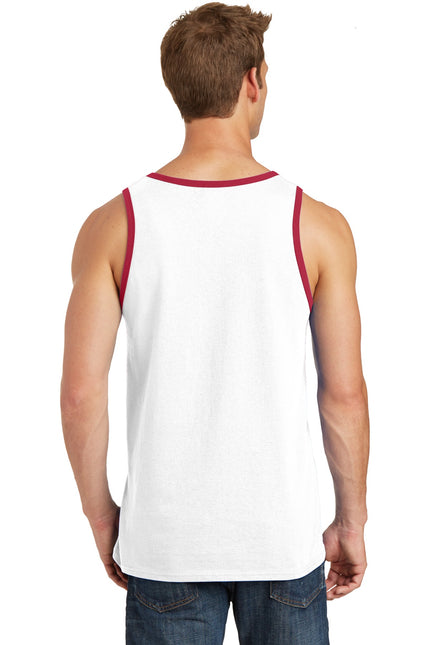 Port & Company Core Cotton Tank Top. PC54TT - White/ Red