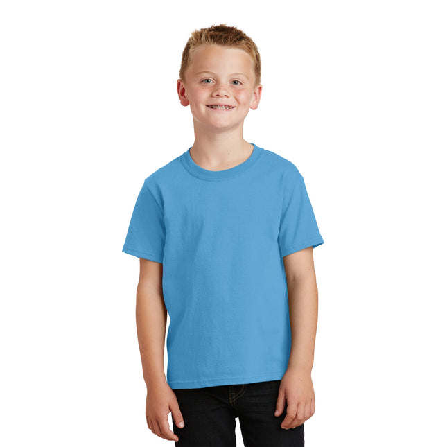 Port & Company - Youth Core Cotton Tee. PC54Y - Aquatic Blue