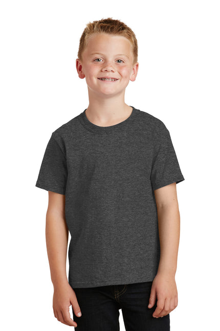 Port & Company - Youth Core Cotton Tee. PC54Y - Dark Heather Grey