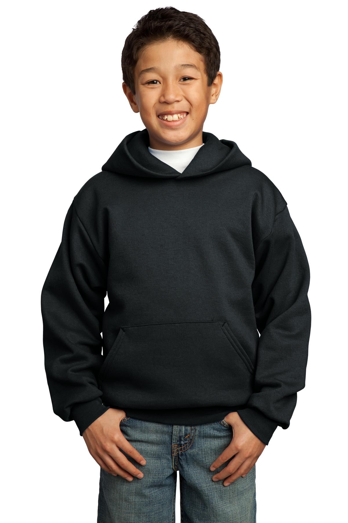 Port & Company - Youth Core Fleece Pullover Hooded Sweatshirt. PC90YH - Jet Black
