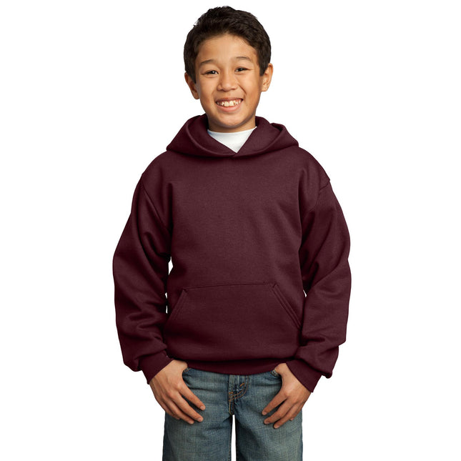 Port & Company - Youth Core Fleece Pullover Hooded Sweatshirt. PC90YH - 
Maroon