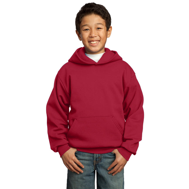 Port & Company - Youth Core Fleece Pullover Hooded Sweatshirt. PC90YH - Red