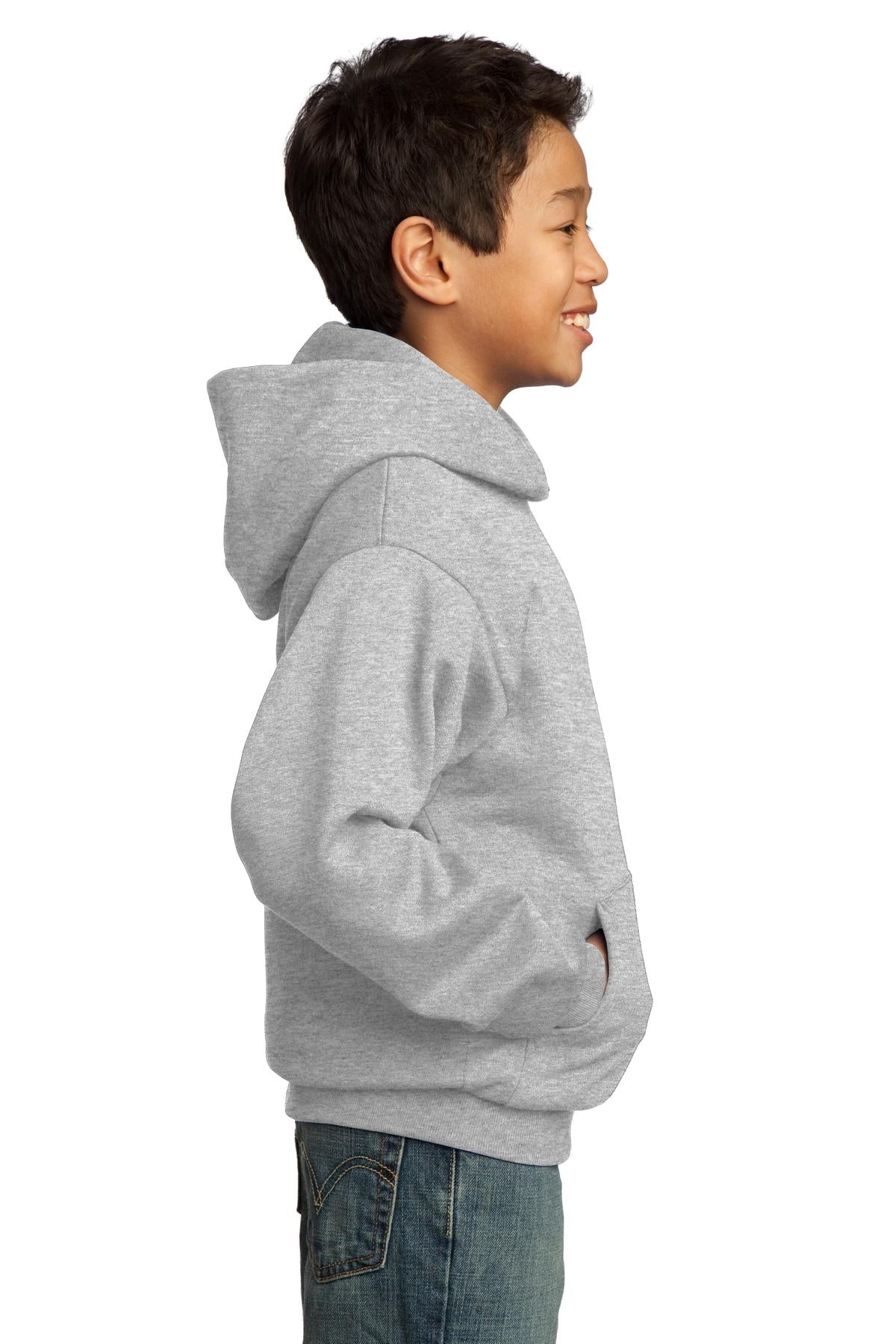 Port & Company - Youth Core Fleece Pullover Hooded Sweatshirt. PC90YH - Ash