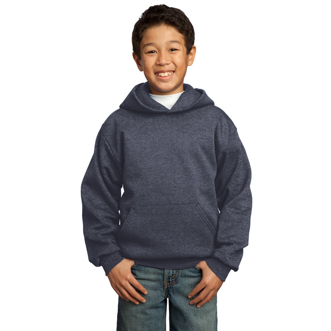 Port & Company - Youth Core Fleece Pullover Hooded Sweatshirt. PC90YH - 
Heather Navy