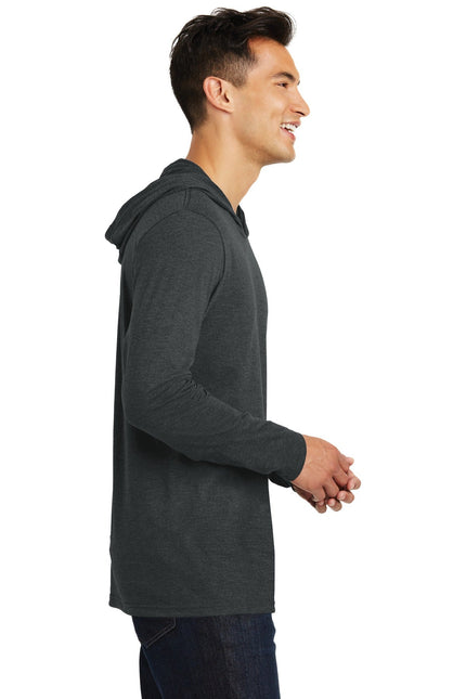 District Perfect Tri Long Sleeve Hoodie in Black Frost, featuring a comfortable fit and stylish design.