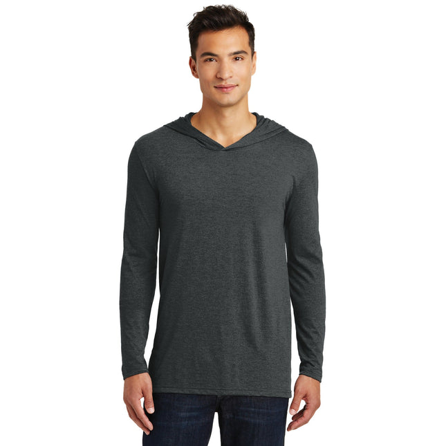 District Perfect Tri Long Sleeve Hoodie in Black Frost, stylish black long sleeve hoodie with a comfortable fit and modern design.
