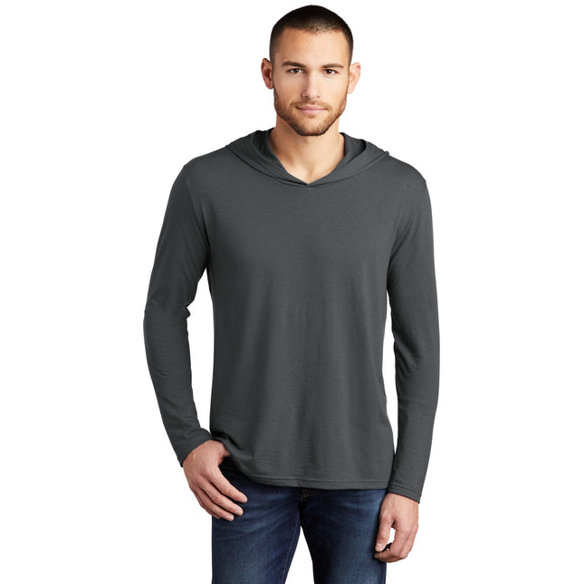 Charcoal District Perfect Tri Long Sleeve Hoodie with a comfortable fit and casual style, shown on a plain background.