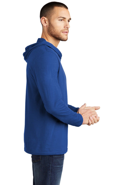 District Perfect Tri Long Sleeve Hoodie in Deep Royal, featuring a comfortable fit and classic design, shown in deep blue color.