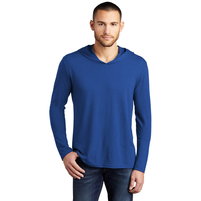 District Perfect Tri Long Sleeve Hoodie in Deep Royal, featuring a comfortable fit and stylish design.