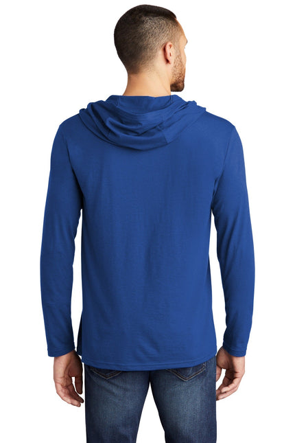 District Perfect Tri Long Sleeve Hoodie in Deep Royal, featuring a comfortable fit and casual style, shown in a vibrant blue color.