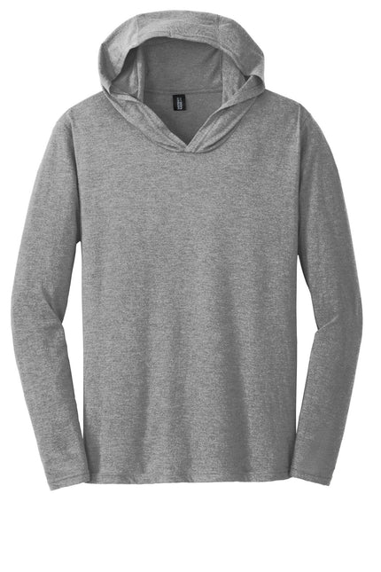 District Perfect Tri Long Sleeve Hoodie in Grey Frost, showing a comfortable, casual long-sleeve hoodie with a relaxed fit.