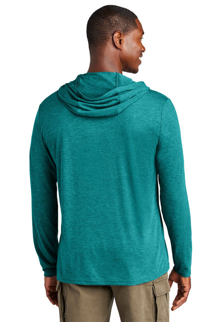 District Perfect Tri Long Sleeve Hoodie in Heathered Teal, featuring a soft, comfortable fabric and casual fit.