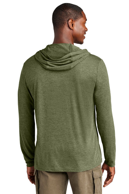 District Perfect Tri Long Sleeve Hoodie in Military Green Frost, showcasing a comfortable, stylish long sleeve hoodie with a subtle logo.