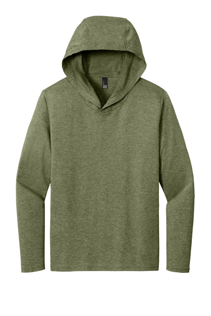 District Perfect Tri long sleeve hoodie in Military Green Frost, with a comfortable fit and casual style.