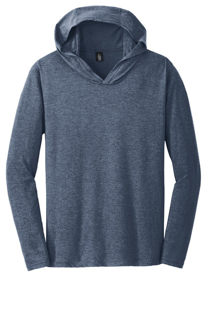 Navy Frost District Perfect Tri Long Sleeve Hoodie, casual fit with a soft fabric, shown on a hanger.