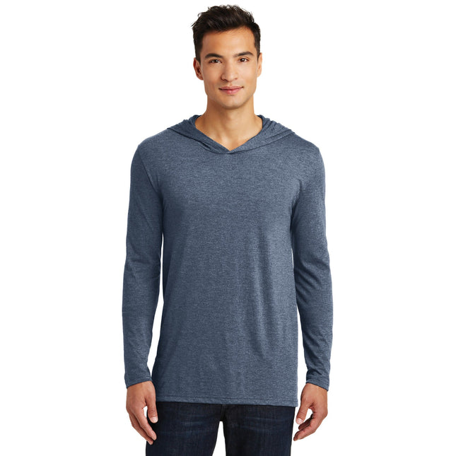 District Perfect Tri Long Sleeve Hoodie in Navy Frost, featuring soft fabric and casual fit, shown on a mannequin.