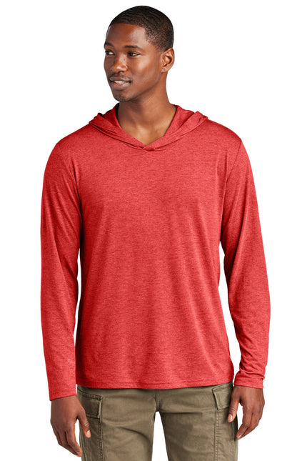 District Perfect Tri Long Sleeve Hoodie in Red Frost color, featuring a comfortable fit and stylish design.