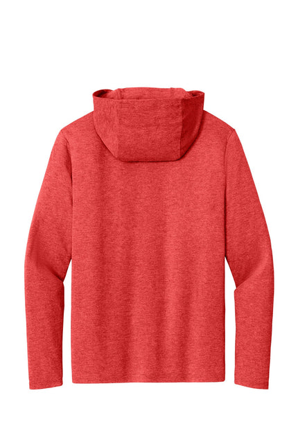 District Perfect Tri Long Sleeve Hoodie in Red Frost, featuring a comfortable fit and casual style with a front pocket.