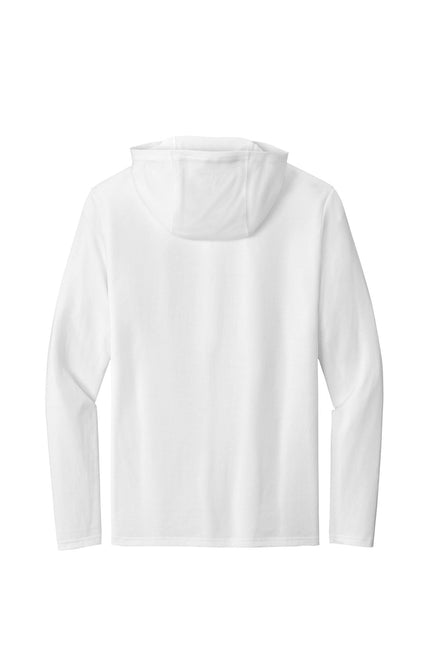 District Perfect Tri Long Sleeve Hoodie in white, featuring a comfortable fit and classic design for versatile casual wear.