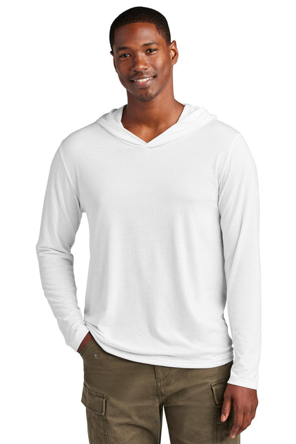 White District Perfect Tri Long Sleeve Hoodie with a relaxed fit and subtle branding, shown on a white background.