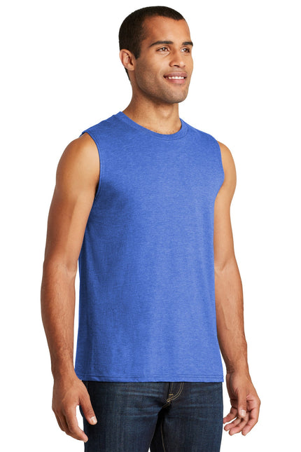District V.I.T Muscle Tank in Royal Frost, featuring a sleeveless athletic design, displayed on a hanger.