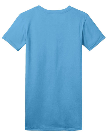 District Women's Fitted The Concert Tee in Aquatic Blue, showing the tailored fit and soft fabric of the casual t-shirt.