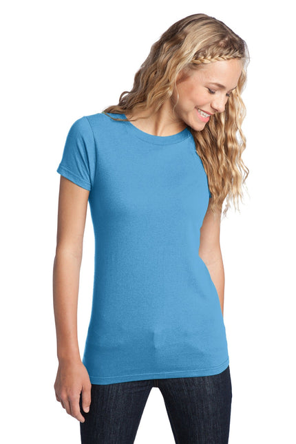 District Women's Fitted The Concert Tee in Aquatic Blue, showcasing a stylish women's T-shirt with a fitted design and vibrant color.