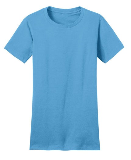 District Women's Fitted The Concert Tee in Aquatic Blue, showcasing a casual fitted T-shirt with a round neckline and short sleeves.