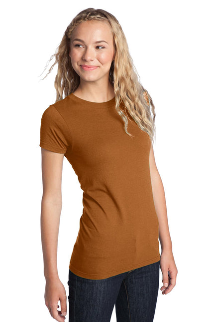District Women's Fitted The Concert Tee DT5001 in Burnt Orange, soft cotton T-shirt with a classic fit and crew neckline.