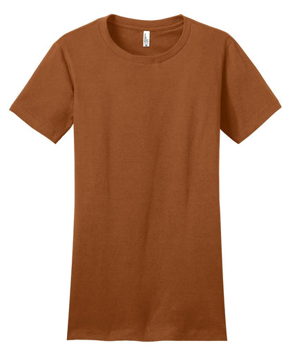 District Women's Fitted The Concert Tee in Burnt Orange, showcasing soft fabric and classic fit with short sleeves and round neckline.