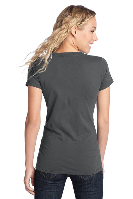 District Women's Fitted The Concert Tee in charcoal, casual t-shirt with a fitted design and round neckline, front view.